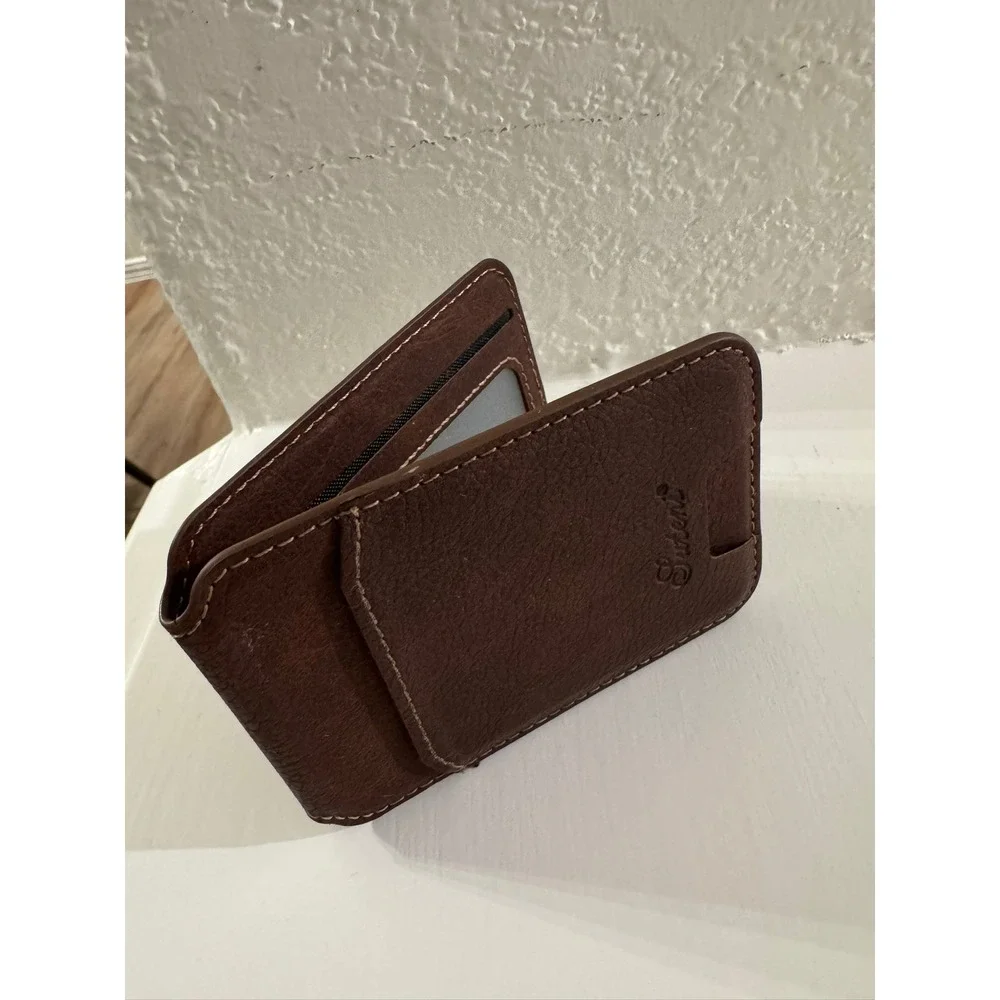 Suteni Brown Faux Leather Bifold‎ Wallet Insert ID Window Card Holder